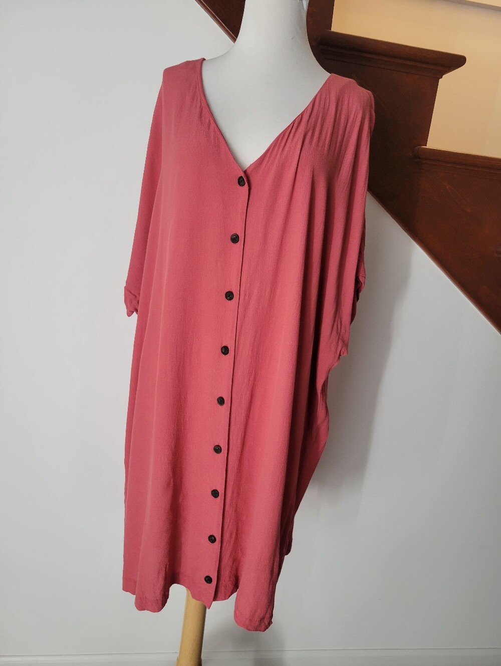Madewell Dusty Rose Button-Front V-Neck Tunic Sie 3X - Picture 5 of 7